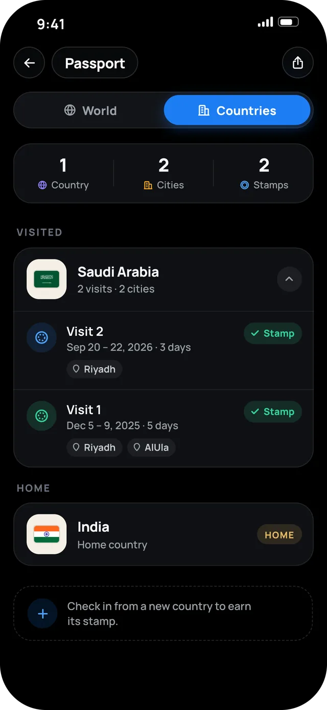 WaTrips app screen